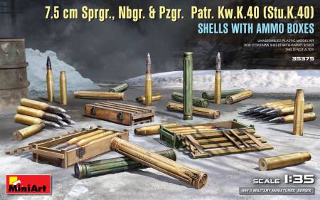 7.5 cm Sprgr., Nbgr. & Pzgr. Patr. Kw.K.40 (Stu.K.40) Shells With Ammo Boxes